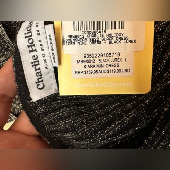 Charlie Holiday Kiara Mini Dress in Black Lurex - Picture 7 of 7